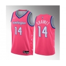 Men's Washington Wizards #14 Landry Shamet Pink 2023 Draft City Edition Stitched Jersey