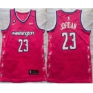 Men's Washington Wizards #23 Michael Jordan 2022 Pink City Edition With 6 Patch Stitched Jersey With Sponsor