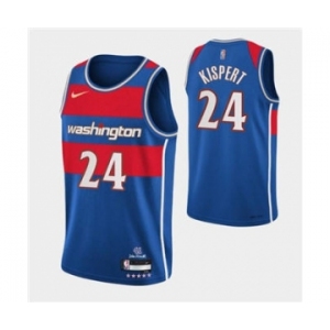 Men's Washington Wizards #24 Corey Kispert 75th Anniversary 2021-2022 Blue City Edition Stitched Basketball Jersey