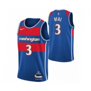 Men's Washington Wizards #3 Bradley Beal 75th Anniversary 2021-2022 Blue City Edition Stitched Basketball Jersey