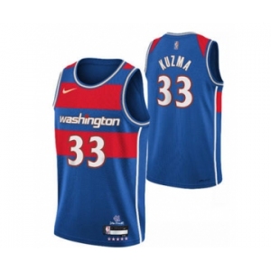 Men's Washington Wizards #33 Kyle Kuzma 75th Anniversary 2021-2022 Blue City Edition Stitched Basketball Jersey