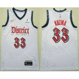 Men's Washington Wizards #33 Kyle Kuzma White 2024 City Edition Swingman Sponsor Stitched Jersey