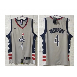 Men's Washington Wizards #4 Russell Westbrook NEW Grey 2021 City Edition NBA Swingman Jersey