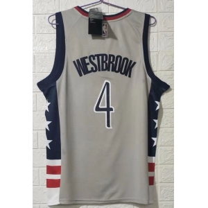 Men's Washington Wizards #4 Westbrook Grey Basketball Jersey 2020-2021 City Edition