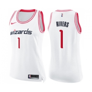 Women's Nike Washington Wizards #1 Austin Rivers Swingman White Pink Fashion NBA Jersey