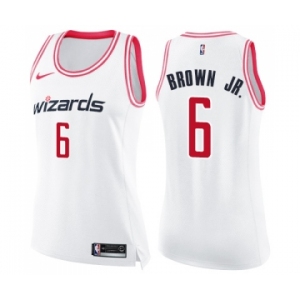 Women's Nike Washington Wizards #6 Troy Brown Jr. Swingman White Pink Fashion NBA Jersey