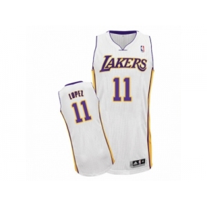 Men Adidas Los Angeles Lakers #11 Brook Lopez Authentic White Alternate NBA Jersey
