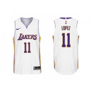 Men Los Angeles Lakers #11 Brook Lopez White 2017-18 Swingman NBA Jersey