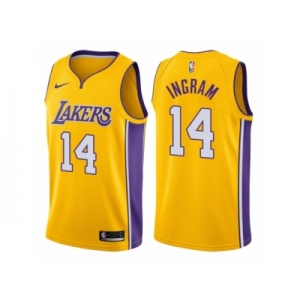 Men Los Angeles Lakers #14 Brandon Ingram Gold 2017-18 Swingman NBA Jersey
