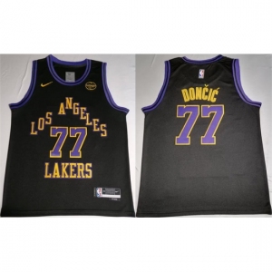 Men Los Angeles Lakers #77 Luka Docic Black 2025 Stitched Basketball Jersey