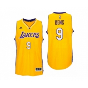 Men Los Angeles Lakers #9 Luol Deng Home Gold New Swingman Jersey