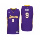 Men Los Angeles Lakers #9 Luol Deng Road Purple New Swingman Jersey