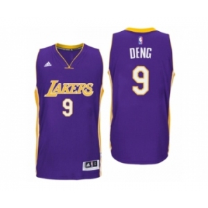 Men Los Angeles Lakers #9 Luol Deng Road Purple New Swingman Jersey