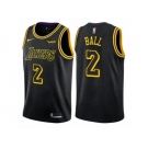 Men Nike Los Angeles Lakers #2 Lonzo Ball Authentic Black City Edition NBA Jersey