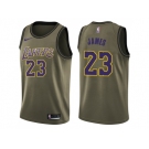 Men Nike Los Angeles Lakers #23 LeBron James Green Salute to Service Youth NBA Swingman Jersey