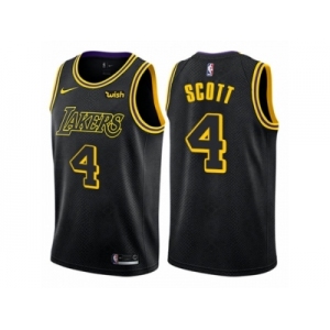 Men Nike Los Angeles Lakers #4 Byron Scott Authentic Black City Edition NBA Jersey