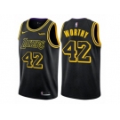 Men Nike Los Angeles Lakers #42 James Worthy Authentic Black City Edition NBA Jersey