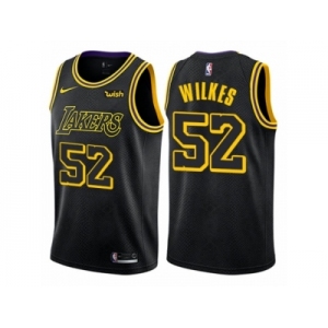 Men Nike Los Angeles Lakers #52 Jamaal Wilkes Authentic Black City Edition NBA Jersey