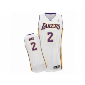 Men's Adidas Los Angeles Lakers #2 Luol Deng Authentic White Alternate NBA Jersey