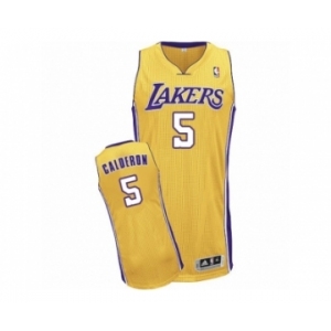 Men's Adidas Los Angeles Lakers #5 Jose Calderon Authentic Gold Home NBA Jersey
