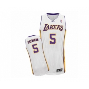 Men's Adidas Los Angeles Lakers #5 Jose Calderon Authentic White Alternate NBA Jersey