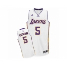 Men's Adidas Los Angeles Lakers #5 Jose Calderon Swingman White Alternate NBA Jersey