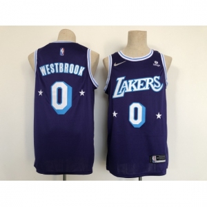 Men's Los Angeles Lakers #0 Russell Westbrook Nike Purple 2021-22 Swingman City Jersey