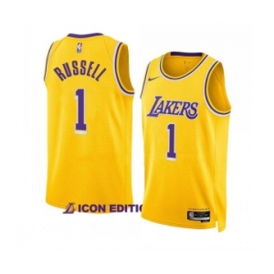 Men's Los Angeles Lakers #1 D’Angelo Russell Yellow Stitched Basketball Jersey