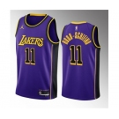 Men's Los Angeles Lakers #11 Jalen Hood-Schifino Purple 2023 Draft Statement Edition Stitched Basketball Jersey
