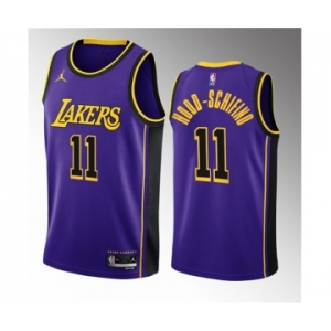 Men's Los Angeles Lakers #11 Jalen Hood-Schifino Purple 2023 Draft Statement Edition Stitched Basketball Jersey