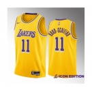 Men's Los Angeles Lakers #11 Jalen Hood-Schifino Yellow 2023 Draft Icon Edition Stitched Basketball Jersey