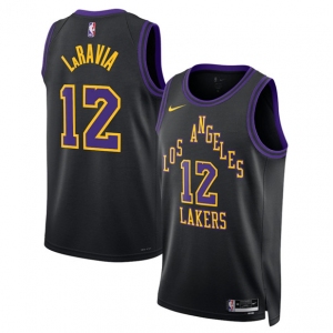 Men's Los Angeles Lakers #12 Jake LaRavia Black 2025-26 City Edition Stitched Basketball Jersey