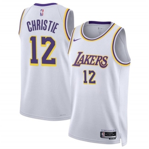 Men's Los Angeles Lakers #12 Max Christie White 2024 Association Edition Stitched Basketball Jersey