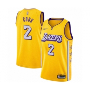 Men's Los Angeles Lakers #2 Quinn Cook Swingman Gold 2019-20 City Edition Basketball Jersey