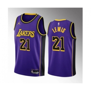 Men's Los Angeles Lakers #21 Maxwell Lewis Purple 2023 Draft Statement Edition Stitched Basketball Jersey