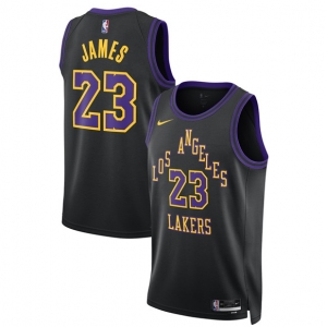 Men's Los Angeles Lakers #23 LeBron James Black 2025-26 City Edition Stitched Basketball Jersey