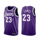 Men's Los Angeles Lakers #23 LeBron James Purple 2021-22 City Edition Stitched Jersey
