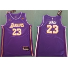 Men's Los Angeles Lakers #23 LeBron James Purple 2025 Statement Edition Stitched Basketball Jersey1