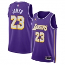 Men's Los Angeles Lakers #23 LeBron James Purple 2025 Statement Edition Stitched Basketball Jersey
