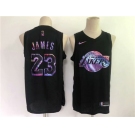 Men's Los Angeles Lakers #23 LeBron James Swingman Black Rainbow edition Basketball Jersey