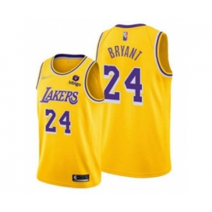 Men's Los Angeles Lakers #24 Kobe Bryant 75th Anniversary Diamond Gold 2021 Stitched Basketball Jersey