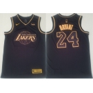 Men's Los Angeles Lakers #24 Kobe Bryant Authentic Black Gold  Basketball Jersey