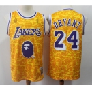 Men's Los Angeles Lakers #24 Kobe Bryant Authentic Gold Throwback  Basketball Jersey