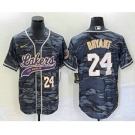 Men's Los Angeles Lakers #24 Kobe Bryant Black Camo With Patch Cool Base Stitched Baseball Jersey