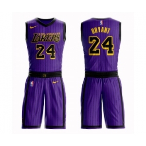 Men's Los Angeles Lakers #24 Kobe Bryant Swingman Purple Basketball Suit Jersey - City Edition