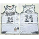 Men's Los Angeles Lakers #24 Kobe Bryant White Sketch Swingman Jersey