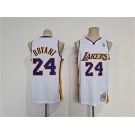 Men's Los Angeles Lakers #24 Kobe Bryant White Throwback basketball Jersey