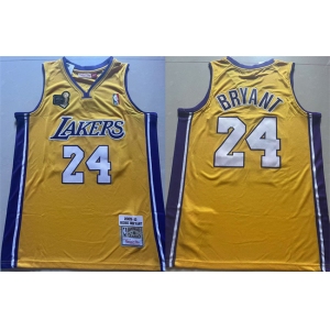 Men's Los Angeles Lakers #24 Kobe Bryant Yellow 2009-10 Stitched Throwback Basketball Jersey