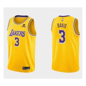 Men's Los Angeles Lakers #3 Anthony Davis 75th Anniversary Diamond Gold 2021 Stitched Basketball Jersey