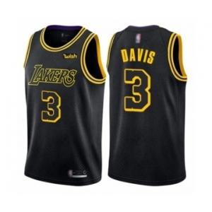 Men's Los Angeles Lakers #3 Anthony Davis Authentic Black City Edition Basketball Jersey